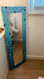 Rechthoekige grote spiegel met blauwe mozaïek rand, Huis en Inrichting, Woonaccessoires | Spiegels, Ophalen, Minder dan 50 cm