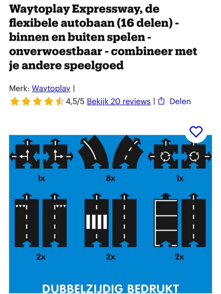 Waytoplay Expressway - 16 delig, Kinderen en Baby's, Speelgoed | Overig, Zo goed als nieuw, Jongen of Meisje, Ophalen