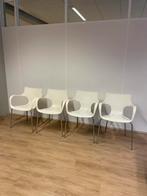 4 Stapelbare Eettafel Stoelen - Kunststof Kuip, Metalen Poot, Huis en Inrichting, Ophalen, Kunststof, Gebruikt, Wit