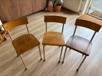 Schoolstoelen (vintage), Huis en Inrichting, Stoelen, Ophalen, Gebruikt, Bruin, Vijf, Zes of meer stoelen