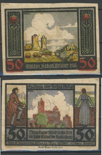 Rudelsburg 50 Pfg 1921 Duits Noodgeld Notgeld Biljet c-84 jd beschikbaar voor biedingen