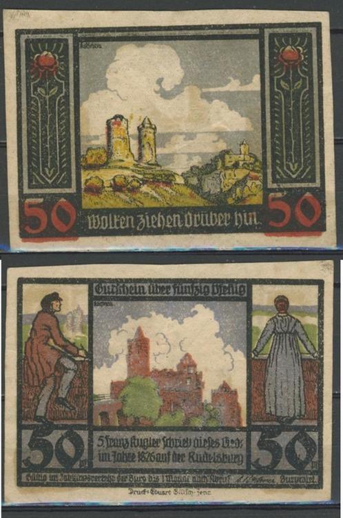 Rudelsburg 50 Pfg 1921 Duits Noodgeld Notgeld Biljet c-84 jd, Postzegels en Munten, Bankbiljetten | Europa | Niet-Eurobiljetten