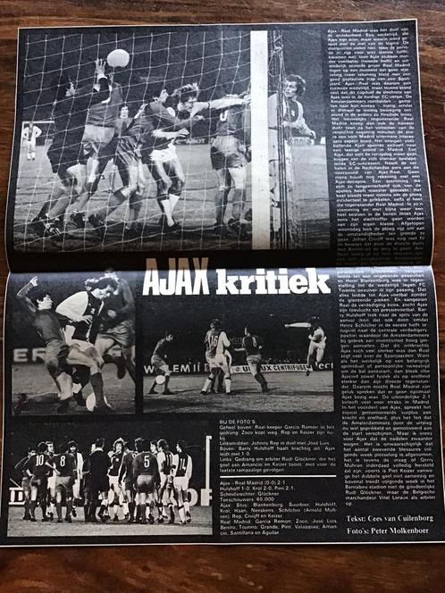 Voetbal artikel Ajax Real Madrid april 1973 Ajax Kritiek, Verzamelen, Sportartikelen en Voetbal, Gebruikt, Ajax, Ophalen of Verzenden