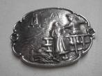 Zilveren antieke broche  Hollands Tafereel nr.1126, Verzenden, Zilver, Broche