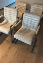 Eetkamerstoel wit leer Goossens per stuk (4x), Huis en Inrichting, Stoelen, Ophalen, Gebruikt, Wit, Leer