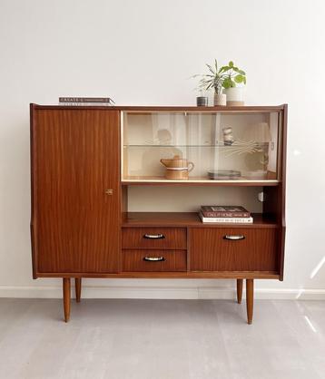Vintage teakhouten highboard/kast, jaren 60/Deens design beschikbaar voor biedingen
