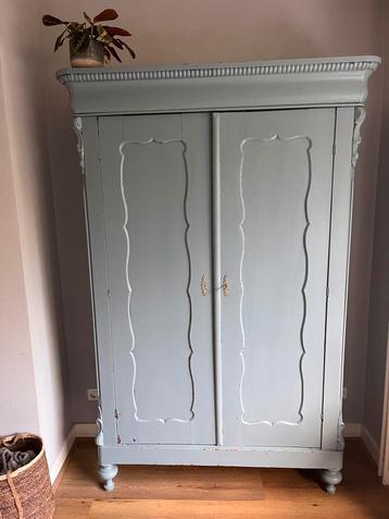 Antieke Biedermeier linnenkast / tv-kast – blauw beschikbaar voor biedingen