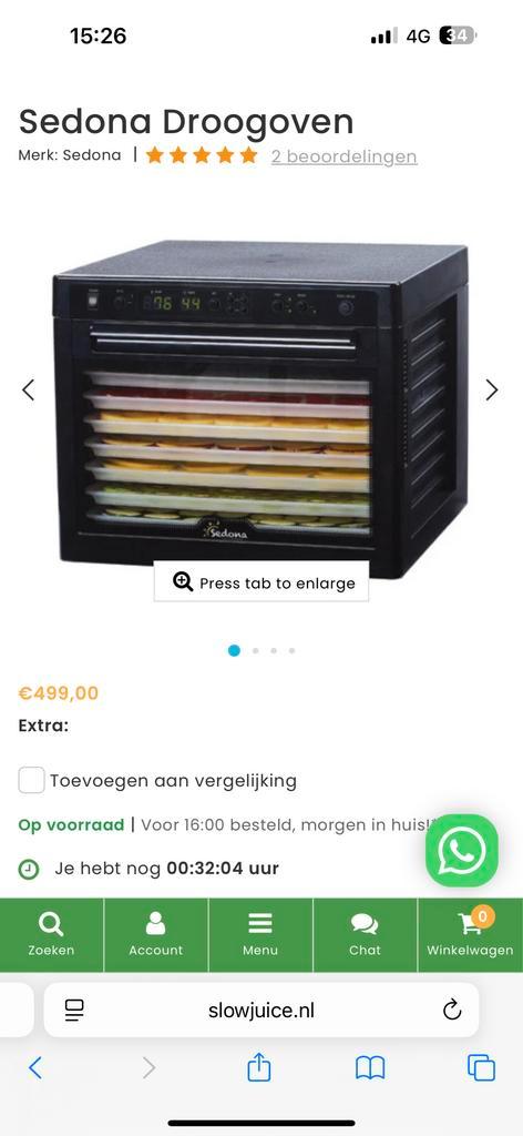 Sedona Voedseldroger - Perfect voor gezonde snacks!, Witgoed en Apparatuur, Slowcookers, Nieuw, Timer, Ophalen