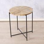 NIEUW Mooie vintage bijzet tafel visgraat, 45 tot 60 cm, Minder dan 55 cm, Ophalen of Verzenden, Zo goed als nieuw