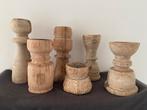 Authentieke Houten Kandelaars - Set van 7, Ophalen of Verzenden, Overige materialen