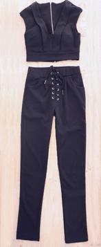Broek elastische band + crop top zwart, 1 maat (36/38) nieuw, Maat 38/40 (M), Ling Ling Moda (Italy), Zwart, Nieuw