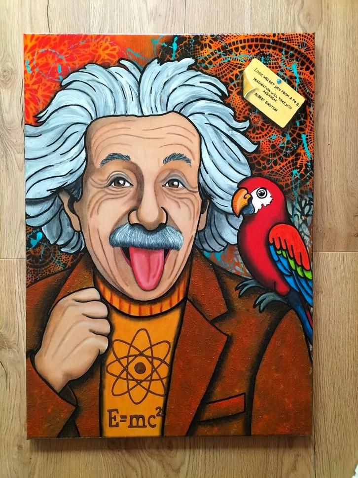 Orgineel Pop-art schilderij Albert Einstein, Antiek en Kunst, Kunst | Schilderijen | Modern, Ophalen
