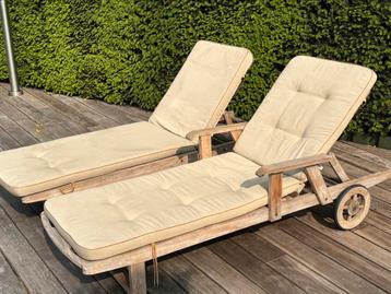 2x Gloster teak ligbed met GRATIS originele kussens beschikbaar voor biedingen