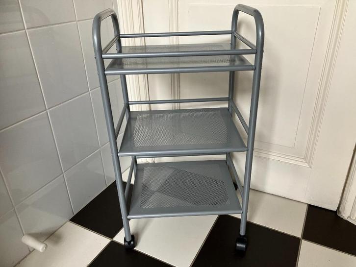 Keukentrolley trolley serveerwagen grijs metaal op wieltjes, Huis en Inrichting, Keuken | Keukenelementen, Zo goed als nieuw, Minder dan 100 cm