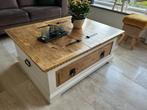 salontafel kist teak/wit, Huis en Inrichting, Tafels | Salontafels, Ophalen, Gebruikt, 100 tot 150 cm, Teakhout