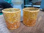 Oranje waxinelichthouder 2 stuks, Ophalen of Verzenden, Zo goed als nieuw, Overige materialen, Minder dan 25 cm