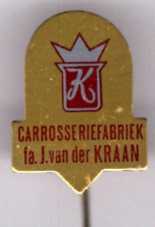 Carrosseriefabriek Fa. J. van der Kraan blik speldje( D_408), Verzamelen, Speldjes, Pins en Buttons, Nieuw, Speldje of Pin, Transport