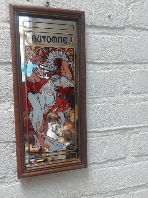 Prachtig Vintage Frans Art-Nouveau Mucha/stijl spiegeltje, Antiek en Kunst, Curiosa en Brocante, Ophalen of Verzenden