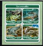 niger 2017 pf blok krokodillen reptielen crocodiles, Ophalen of Verzenden, Postfris, Dier of Natuur