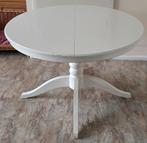Fijne witte ronde eettafel, uitschuifbaar tot ovale tafel, Huis en Inrichting, Tafels | Eettafels, Ophalen, Gebruikt, Overige vormen