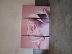 roze rozen schilderij drieluik, Ophalen of Verzenden