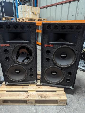 Gemini dubbel 15 inch kasten (3x 15 inch in orde)  beschikbaar voor biedingen