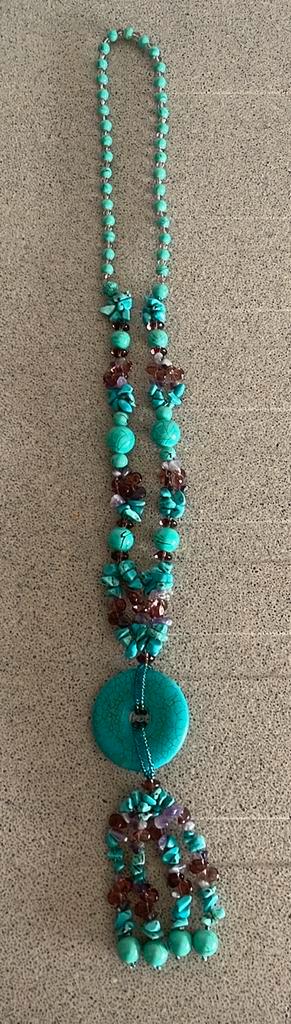 Prachtige ketting turquoise amethist edelsteen mineraal beschikbaar voor biedingen