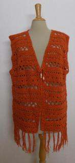 Handgemaakt wol mix oranje gehaakt gilet/vest! XL, Verzenden, Maat 46/48 (XL) of groter, Oranje, Zo goed als nieuw