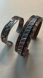 Set van 2 handgestempelde Native American stijl armbanden, Ophalen of Verzenden, Zo goed als nieuw, Zilver