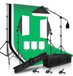 Fotostudio met studiolampen, verlichting en achtergronden, Complete fotostudio, Ophalen of Verzenden, Zo goed als nieuw