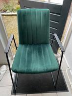 2 donkergroene stoelen van heel zacht stof, Huis en Inrichting, Stoelen, Ophalen, Twee, Overige kleuren, Zo goed als nieuw