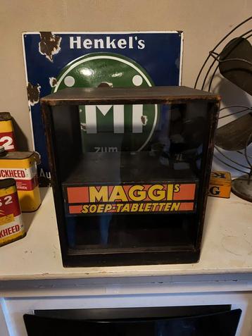originele antieke Maggi toonbank vitrine zie foto's  beschikbaar voor biedingen