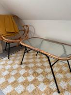 Setje stoel en tafel Rohe Noordwolde - vintage rotan, Gebruikt, Verzenden, Rond, 50 tot 100 cm