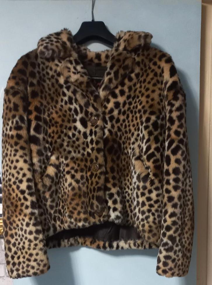 Super zachte en warme luipaard print jas, Kleding | Dames, Jassen | Winter, Zo goed als nieuw, Maat 38/40 (M), Bruin, Ophalen of Verzenden