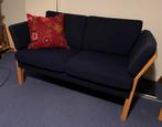Scandinavische 2 zits bank, blauw, beukenhout, Ophalen, Gebruikt, Tweepersoons, 75 tot 100 cm