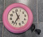 Vintage roze neon klok met verlichting, Huis en Inrichting, Ophalen of Verzenden, Gebruikt
