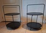 Bijzettafel zwart 2x, Huis en Inrichting, Tafels | Bijzettafels, Gebruikt, Rond, Ophalen, 45 tot 60 cm