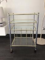 Vintage serveertafel met glas, Ophalen, Gebruikt, 50 tot 100 cm, Glas