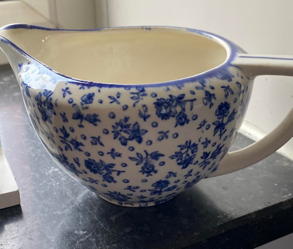 Roomkannetje Petrus Regout Maastricht Annam creme blauw, Antiek en Kunst, Ophalen of Verzenden