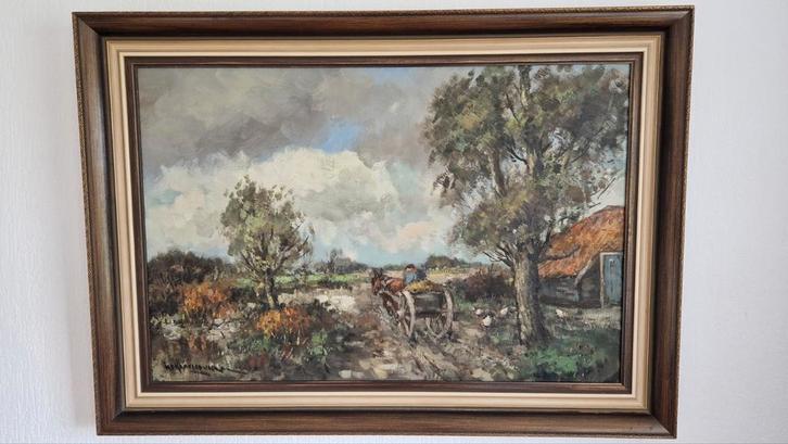H.c.Kranenburg, Boerderijtje met Kippen., Antiek en Kunst, Kunst | Schilderijen | Klassiek, Ophalen
