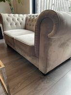2-zits Chesterfield bank velvet grey/taupe, Ophalen, 150 tot 200 cm, Tweepersoons, 75 tot 100 cm