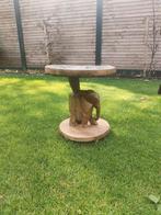 Handgemaakte Houten Tafel met Olifant, Huis en Inrichting, Tafels | Bijzettafels, Minder dan 45 cm, Minder dan 55 cm, Gebruikt