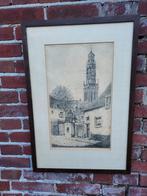 Ets Balkenesse kerk te Haarlem, gesigneerd A. van Hemerd., Antiek en Kunst, Kunst | Etsen en Gravures, Ophalen of Verzenden