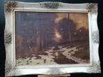 Oud klassiek schilderij, Sepia, gesigneerd, mooie lijst, Antiek en Kunst, Kunst | Schilderijen | Klassiek, Ophalen of Verzenden