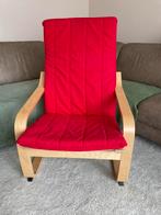 Ikea poang stoel met rood kussen. Zo goed als nieuw, Huis en Inrichting, Fauteuils, Ophalen, Zo goed als nieuw