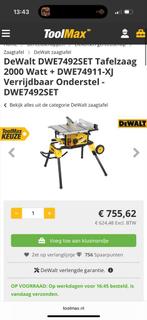 DeWalt DWE7492 Zaagtafel met Onderstel - Zo Goed Als Nieuw, Doe-het-zelf en Verbouw, Gereedschap | Zaagmachines, Cirkelzaag, 70 mm of meer