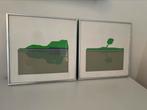 Set van twee schilderijen 40x40 cm, Antiek en Kunst, Ophalen of Verzenden