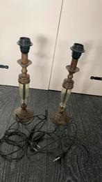 Lampenvoeten metaal met glas., Huis en Inrichting, Lampen | Tafellampen, Ophalen of Verzenden, Zo goed als nieuw, Metaal, Minder dan 50 cm