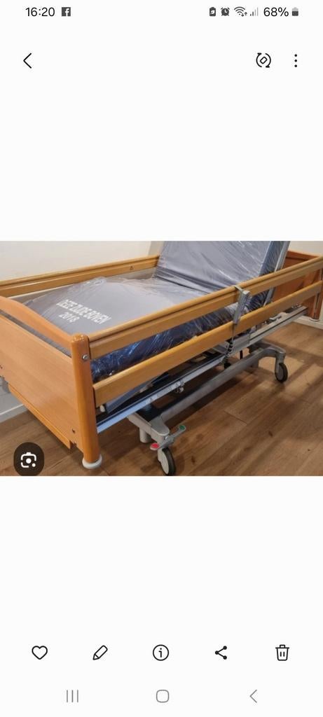 Ziekenhuis bed electrisch, Ophalen of Verzenden, Gebruikt, Eenpersoons, Hout