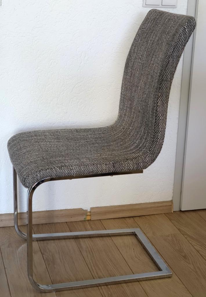 4 (eventueel 5) eetkamerstoelen /eettafelstoelen, Huis en Inrichting, Stoelen, Gebruikt, Vier, Metaal, Stof, Grijs, Ophalen